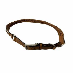 Brown Braided Waist Belt Womens Size Medium Vegan Leather Silver Detail Bohemian